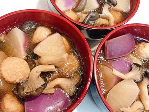 煮ても美味しい☆赤かぶと柚子鶏だんごの煮物